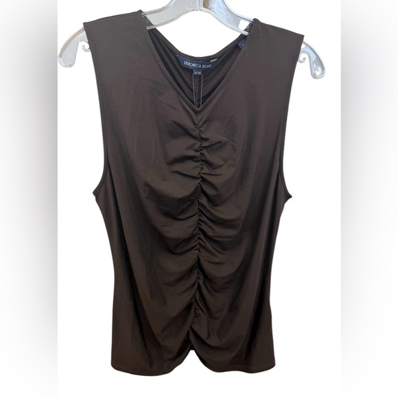 NWT Veronica Beard Neeta Sleeveless Top in Dark Chocolate - Size XL - Picture 1 of 5